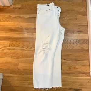 Levi’s white wedgie straight cropped jeans